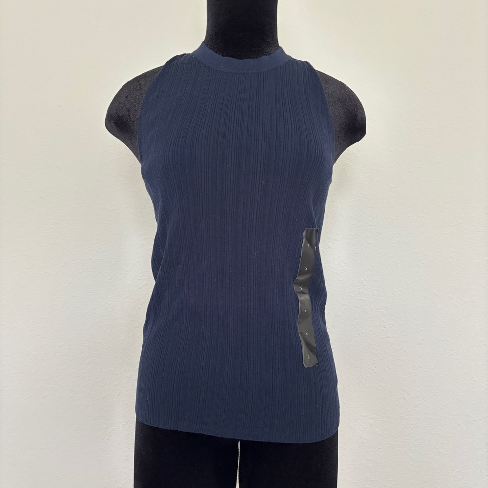 Banana Republic Navy Pleated Ribbed Sweater Tank